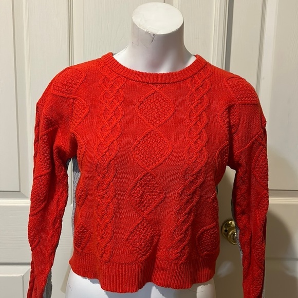 Nordstrom Color Block Crop Sweater. Size L 10/12 - Picture 2 of 10